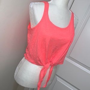 Neon pink crop top with tie